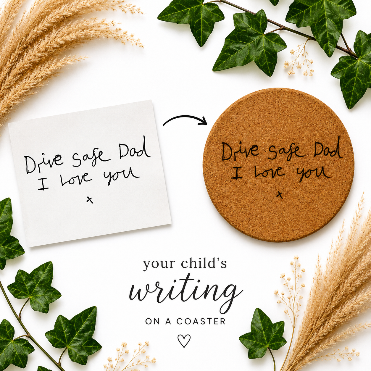 Personalised Child's Drawing Cork Coaster