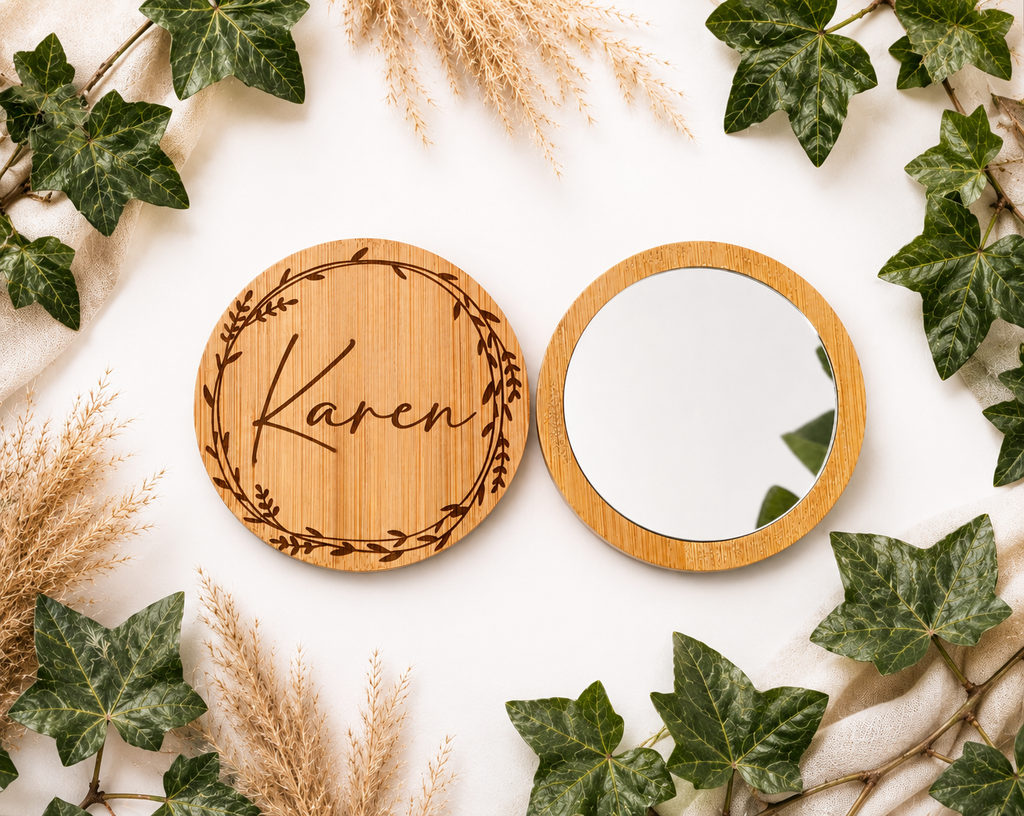Personalised Bamboo Pocket Mirror