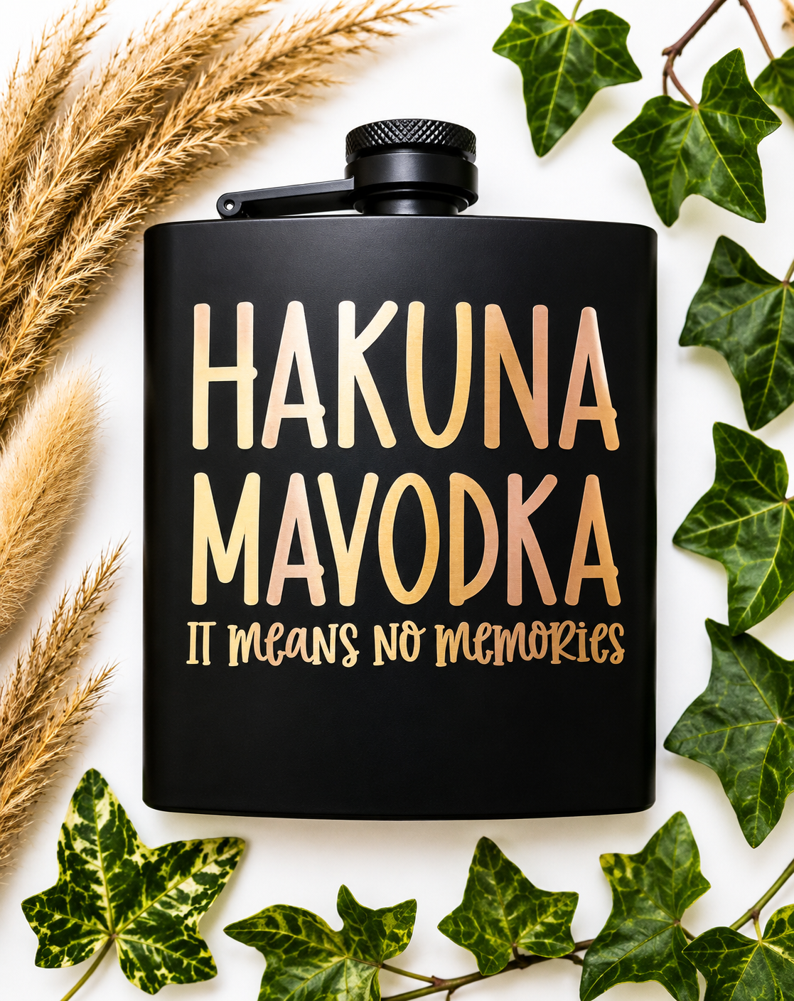 Funny Engraved 6oz Hip Flask | Black Stainless Steel Flask
