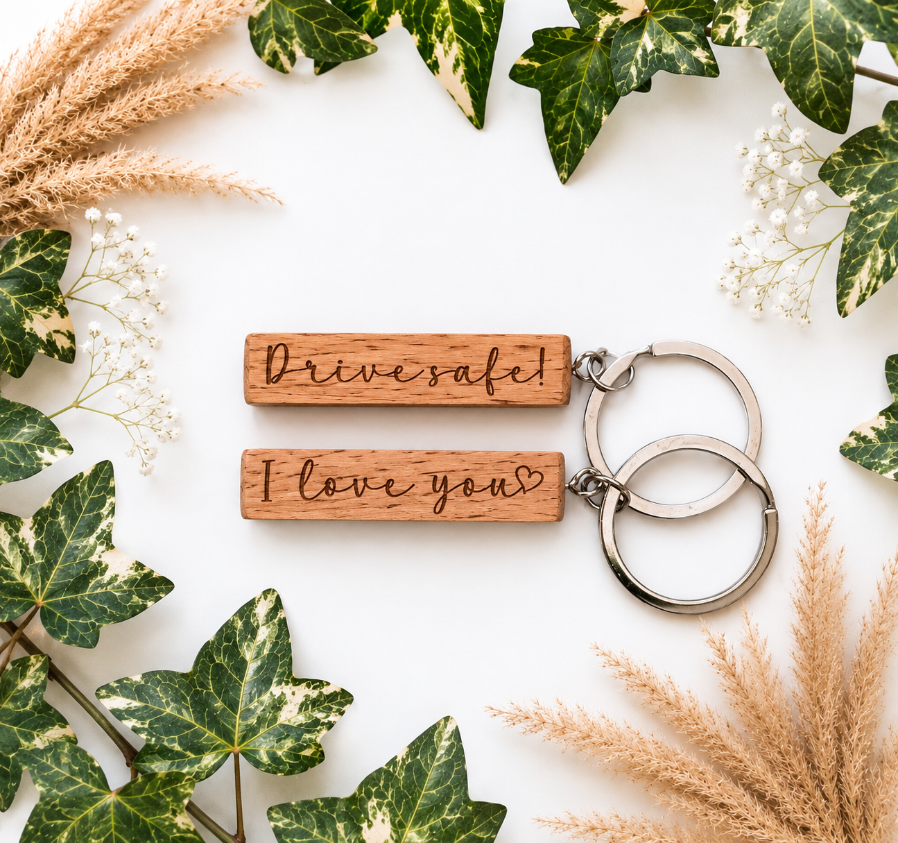 Drive Safe, I Love You Wooden Keyring