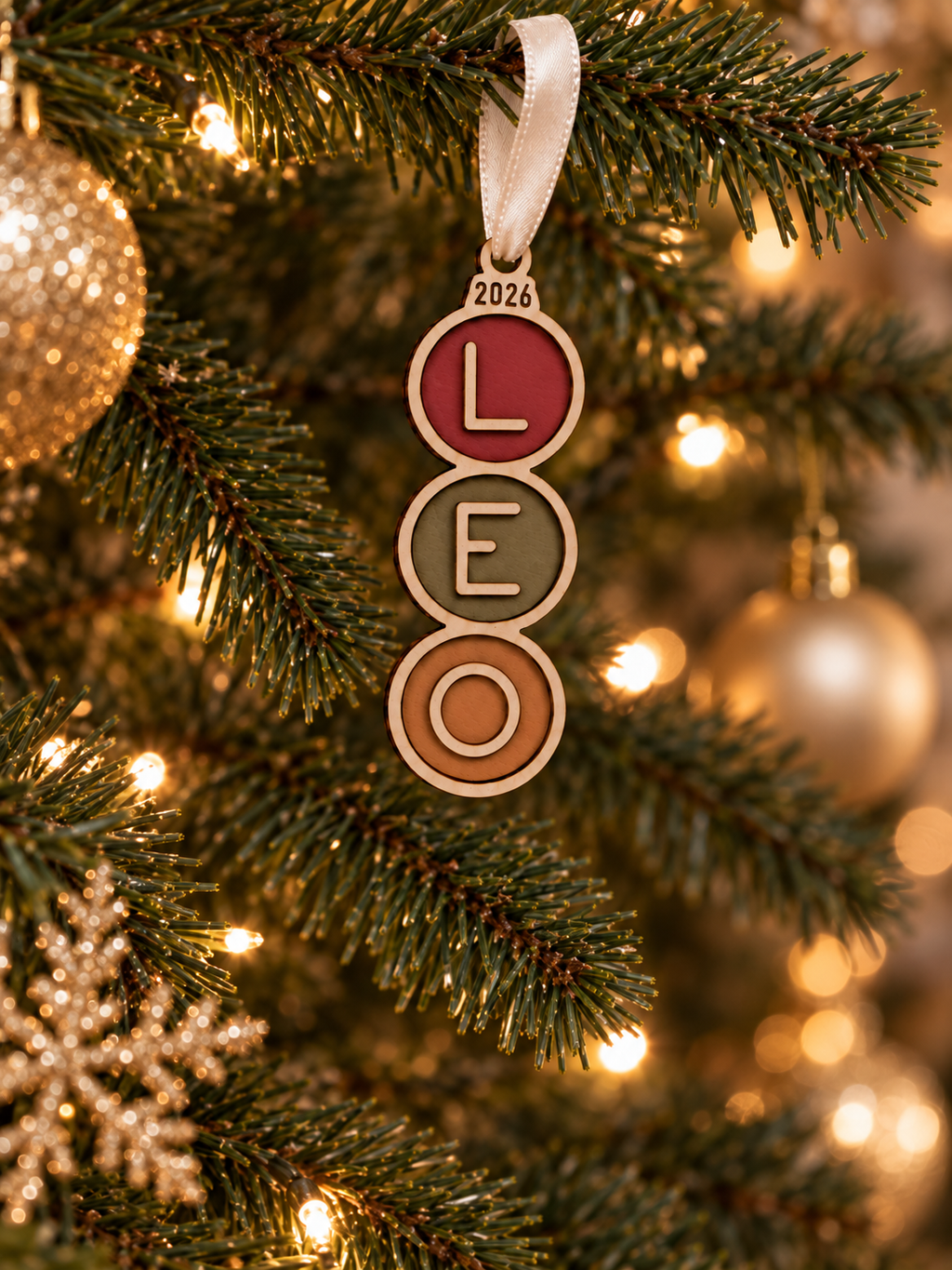 Personalised Name Christmas Bauble | Colourful Wooden Christmas Tree Decoration | Hand Painted Christmas Ornament | Kids Christmas Gift
