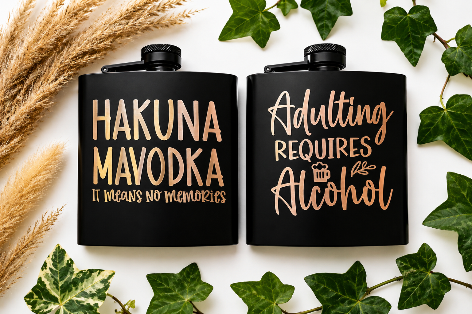 Funny Engraved 6oz Hip Flask | Black Stainless Steel Flask