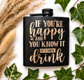 Funny Engraved 6oz Hip Flask | Black Stainless Steel Flask