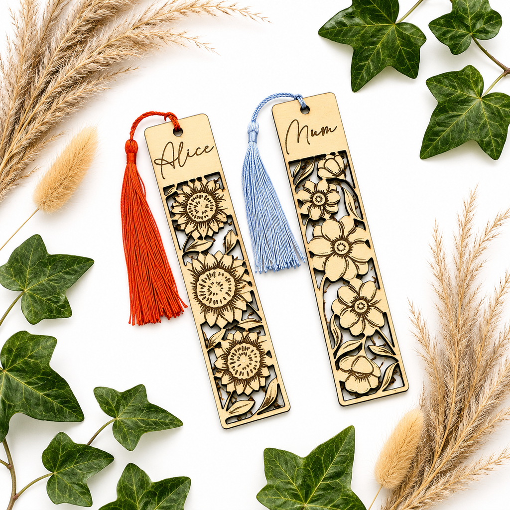 Personalised Floral Wooden Bookmark