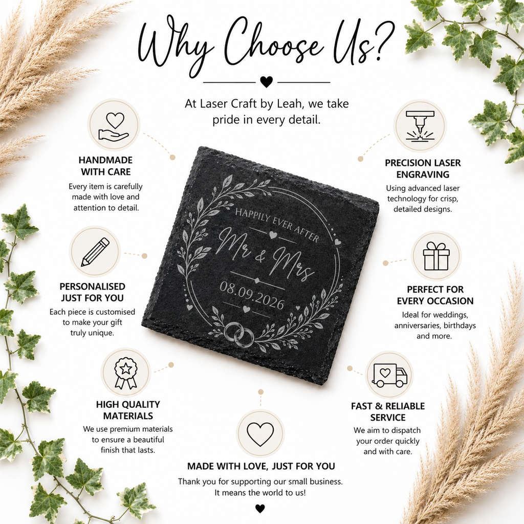 Slate Coaster For Newly Weds | Personalised