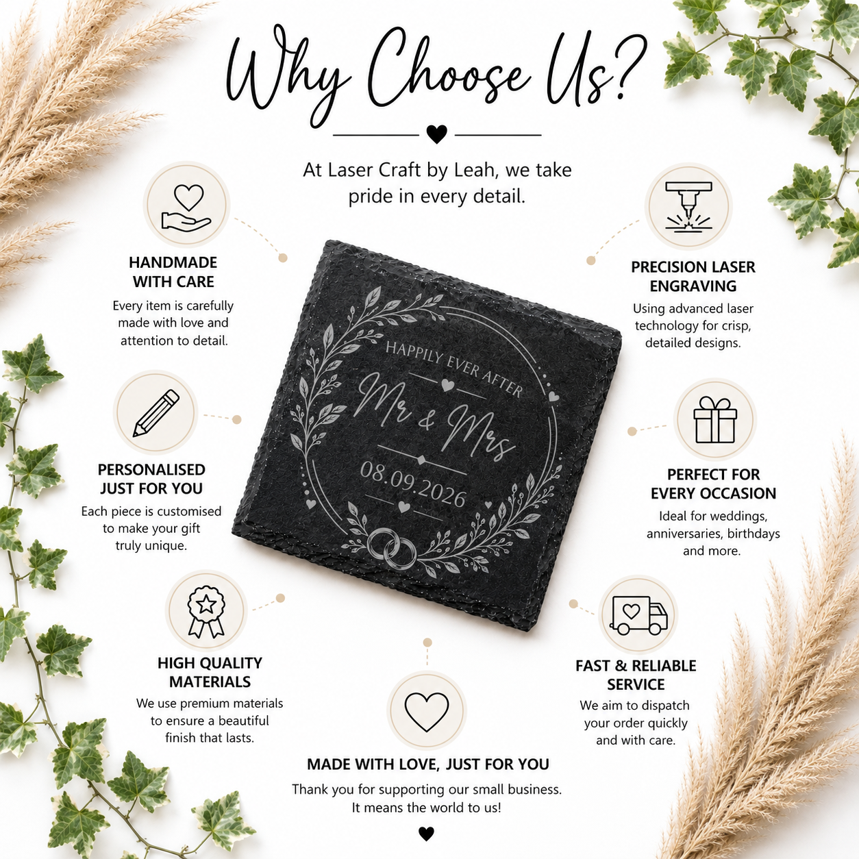 Slate Coaster For Newly Weds | Personalised