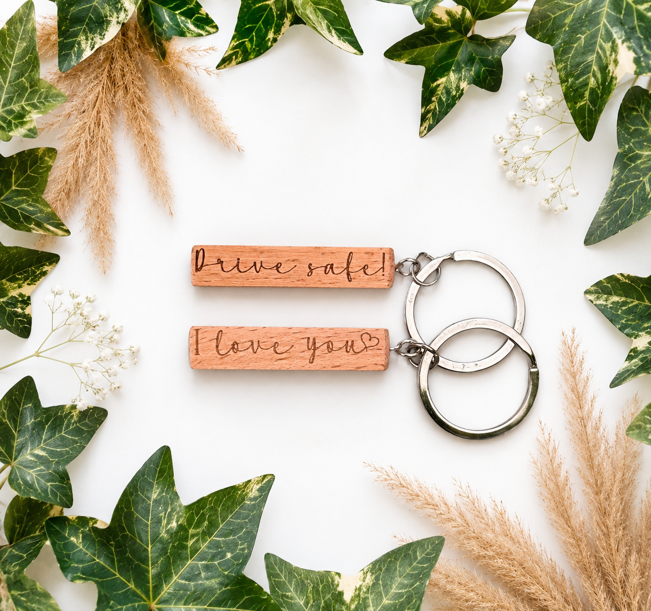 Drive Safe, I Love You Wooden Keyring