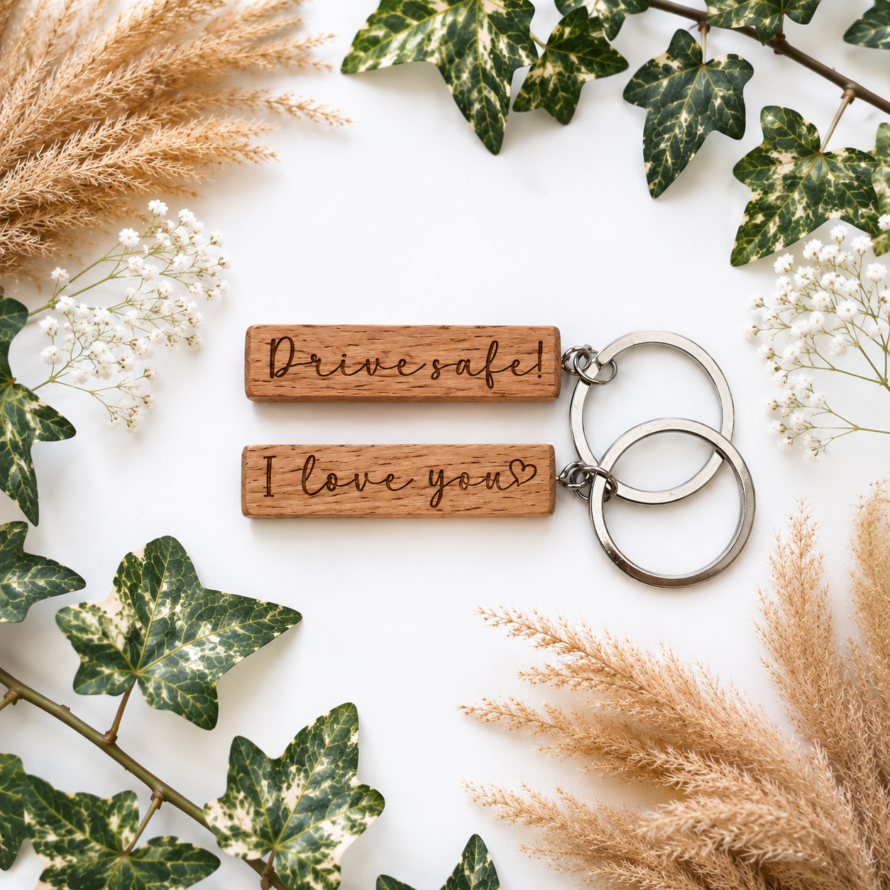 Drive Safe, I Love You Wooden Keyring