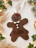 Personalised Gingerbread Woman Christmas Bauble – Hand Painted 3D Christmas Tree Decoration