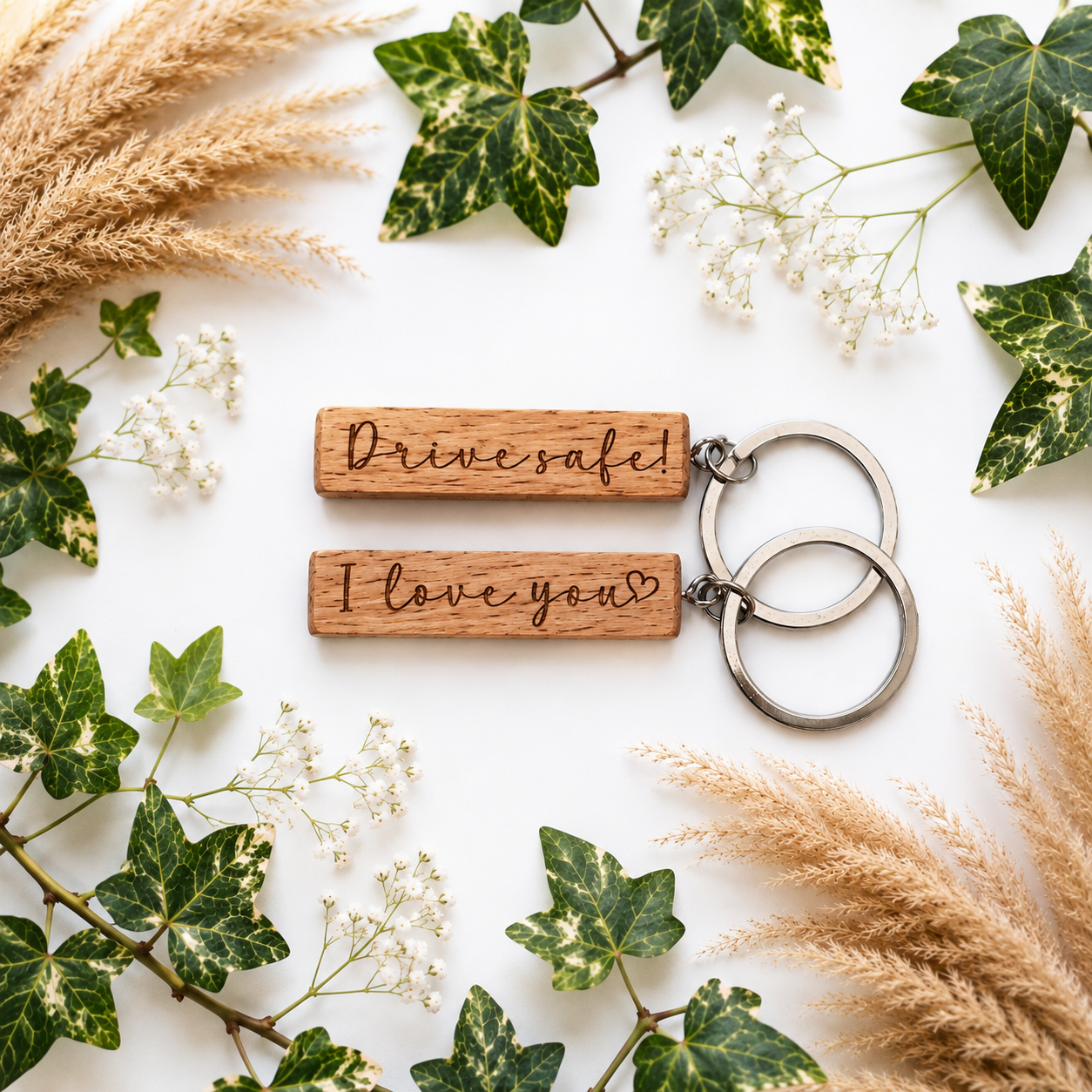 Drive Safe, I Love You Wooden Keyring