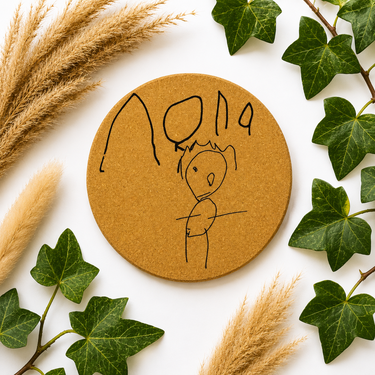 Personalised Child's Drawing Cork Coaster