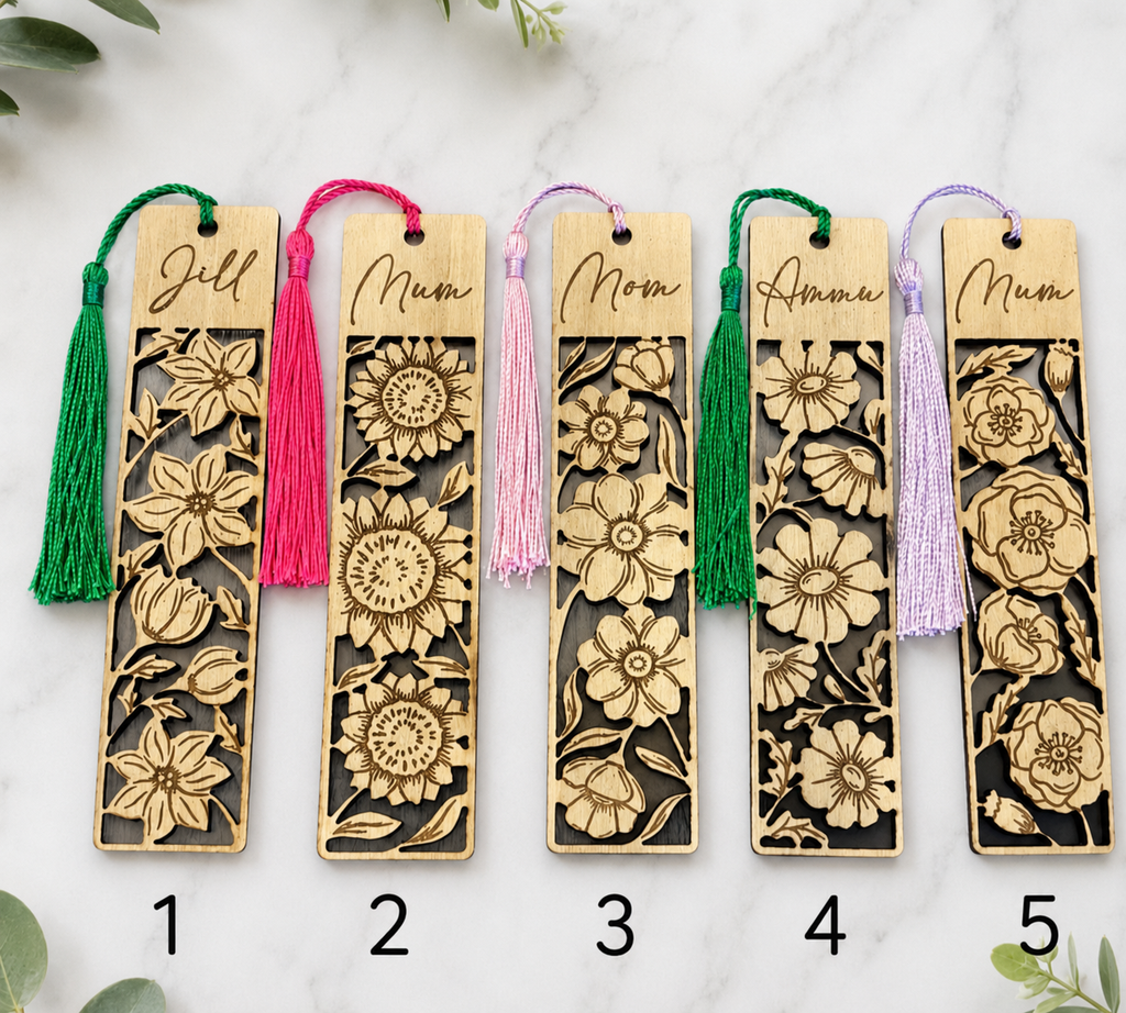Personalised Floral Wooden Bookmark