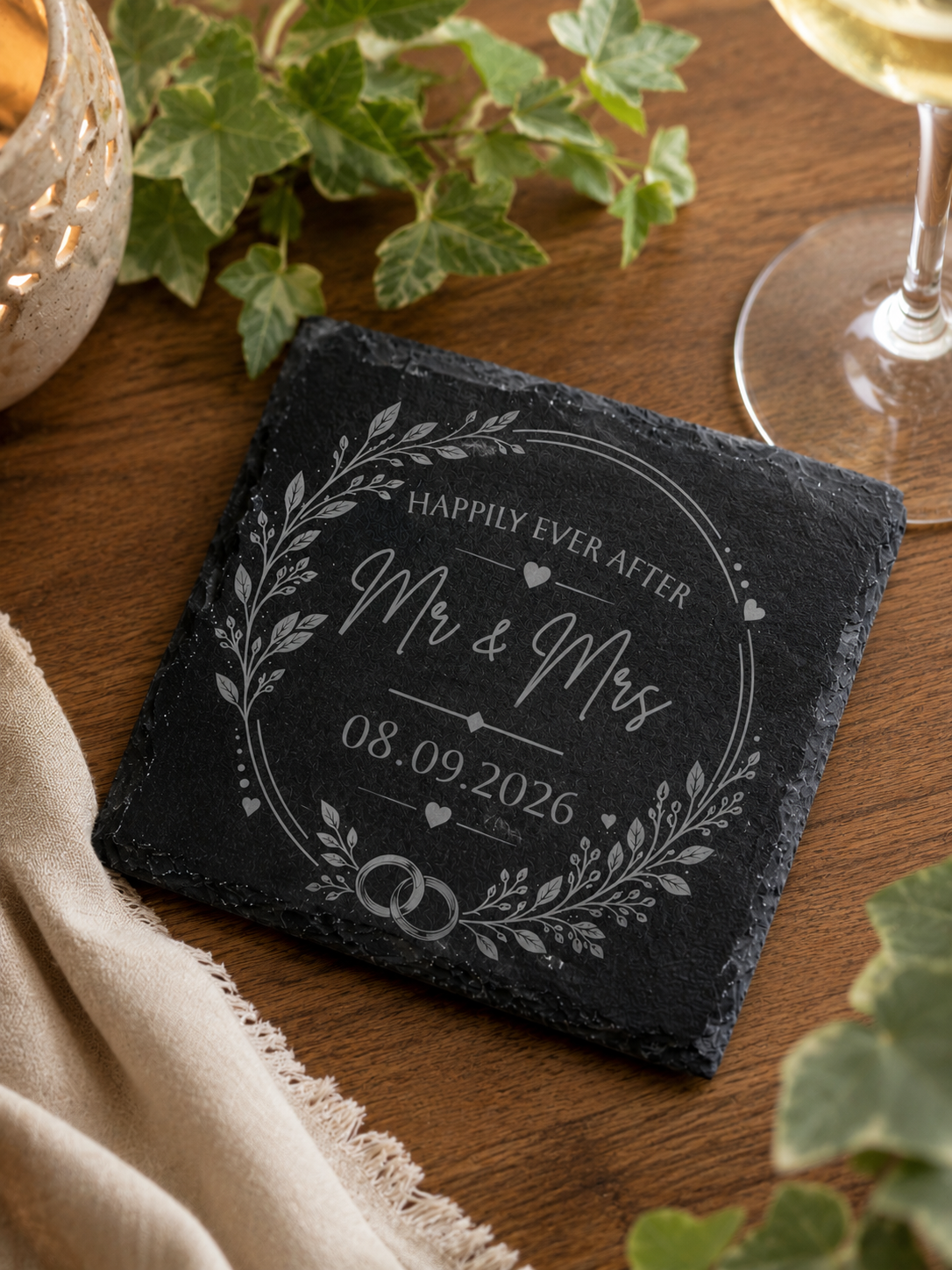 Slate Coaster For Newly Weds | Personalised