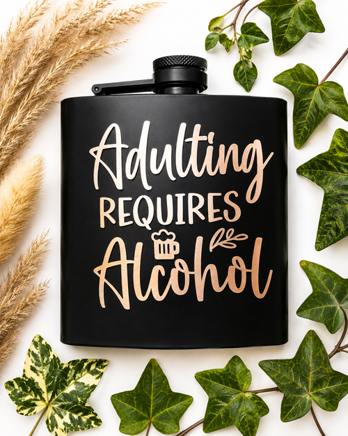 Funny Engraved 6oz Hip Flask | Black Stainless Steel Flask
