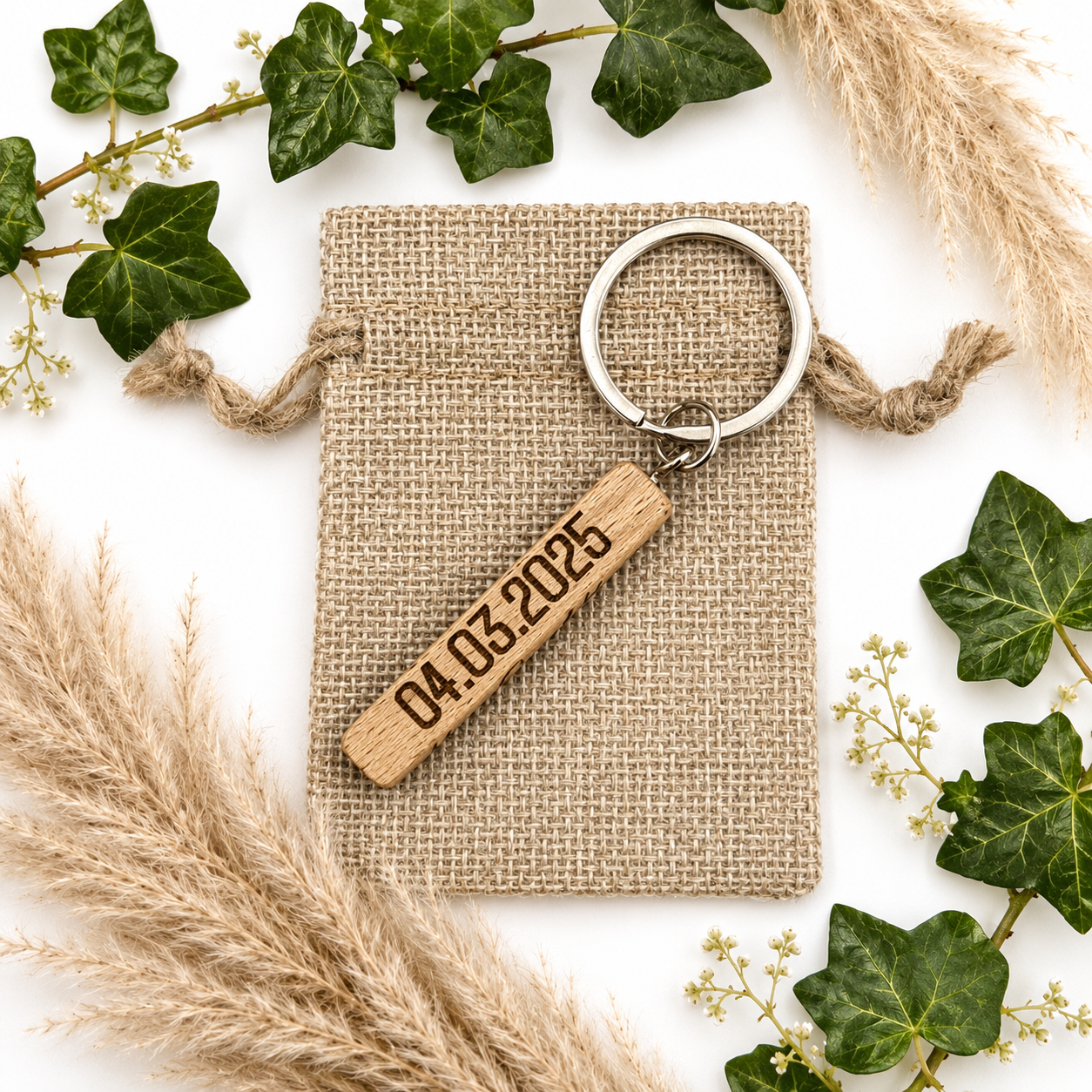 Personalised First Home Wooden Keychain (4 Engraved Sides)