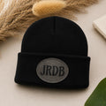 Personalised Beanie Hat | Custom PU Leather Patch