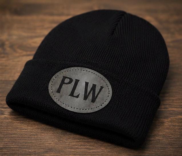 Personalised Beanie Hat | Custom PU Leather Patch