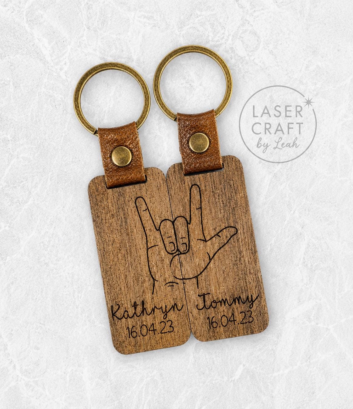 Personalised Walnut Wood Couples Keychains | Split Heart Keychains | Custom Names & Date | Anniversary Gift | Wedding Gift | Valentine’s Day