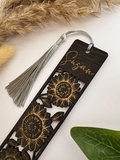 Personalised Floral Wooden Bookmark - Black